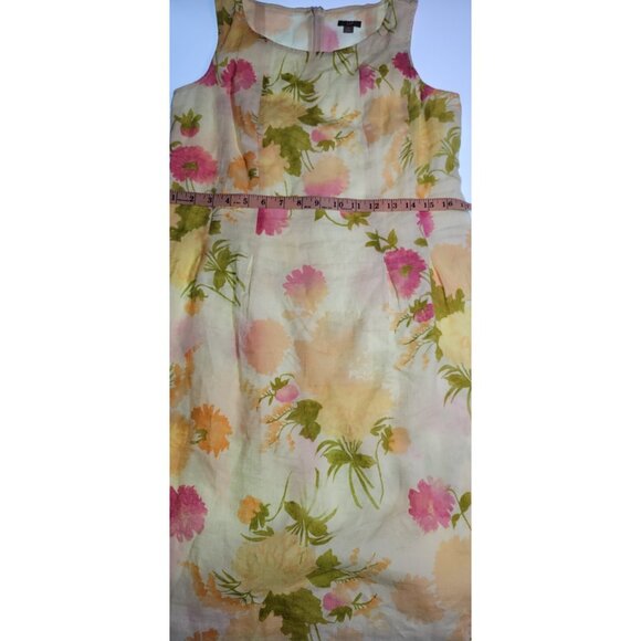 J Jill Dress Linen Sand Beige Floral 100% Linen Dress Womens Sz 8P - Picture 7 of 12